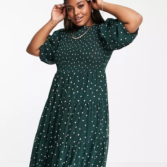 ASOS Design Shirred Tiered Polkadot Maxi Dress - Picture 2 of 8